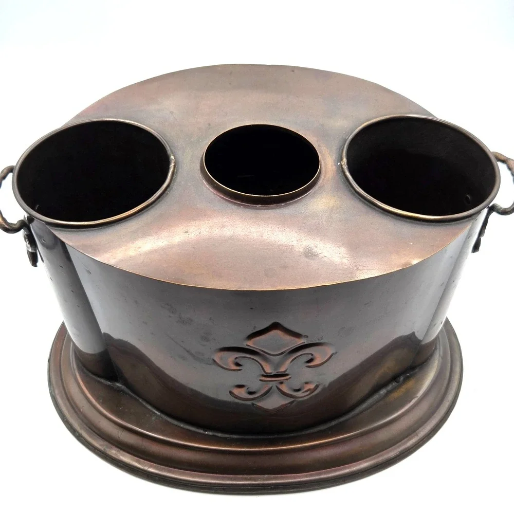 VINTAGE Fleur de Lis Double Bottle Wine Cooler Champagne Bucket Barware
